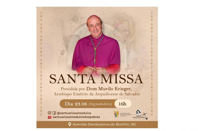 Arcebispo Emérito, Dom Murilo Krieger, celebra missa no Santuário nesta segunda-feira