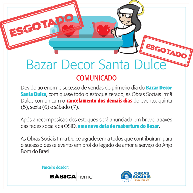 Comunicado - Bazar Decor Santa Dulce